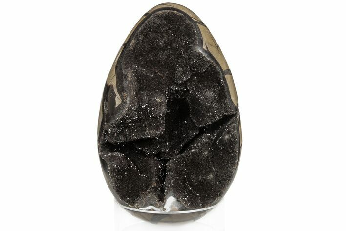 Septarian Dragon Egg Geode - Black Crystals #185629